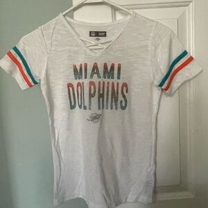NFL Team Apparel White Miami Dolphins Little Girls Shirt